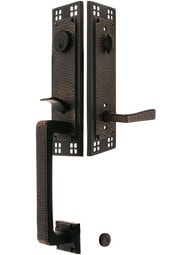 Arts and Crafts Style Tubular Handleset in Oil Rubbed Bronze with Left Hand Hammered Lever and .